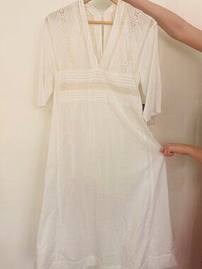 White Cotton Lace Maxi Dress
